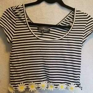 Stripe and daisy crop top